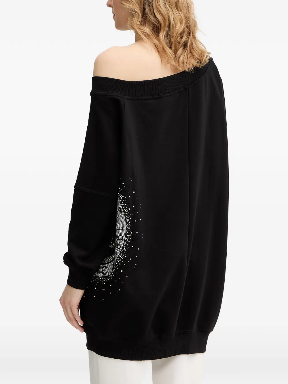 GUESS USA Off-shoulder sweater met stras Zwart