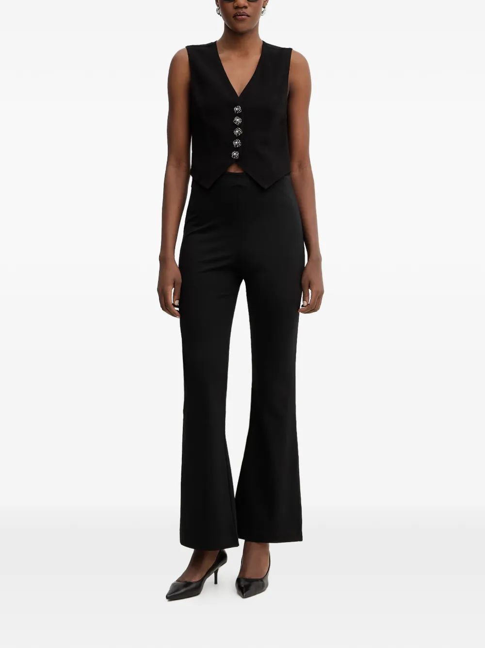 GUESS USA Noel high-waist flared broek Zwart