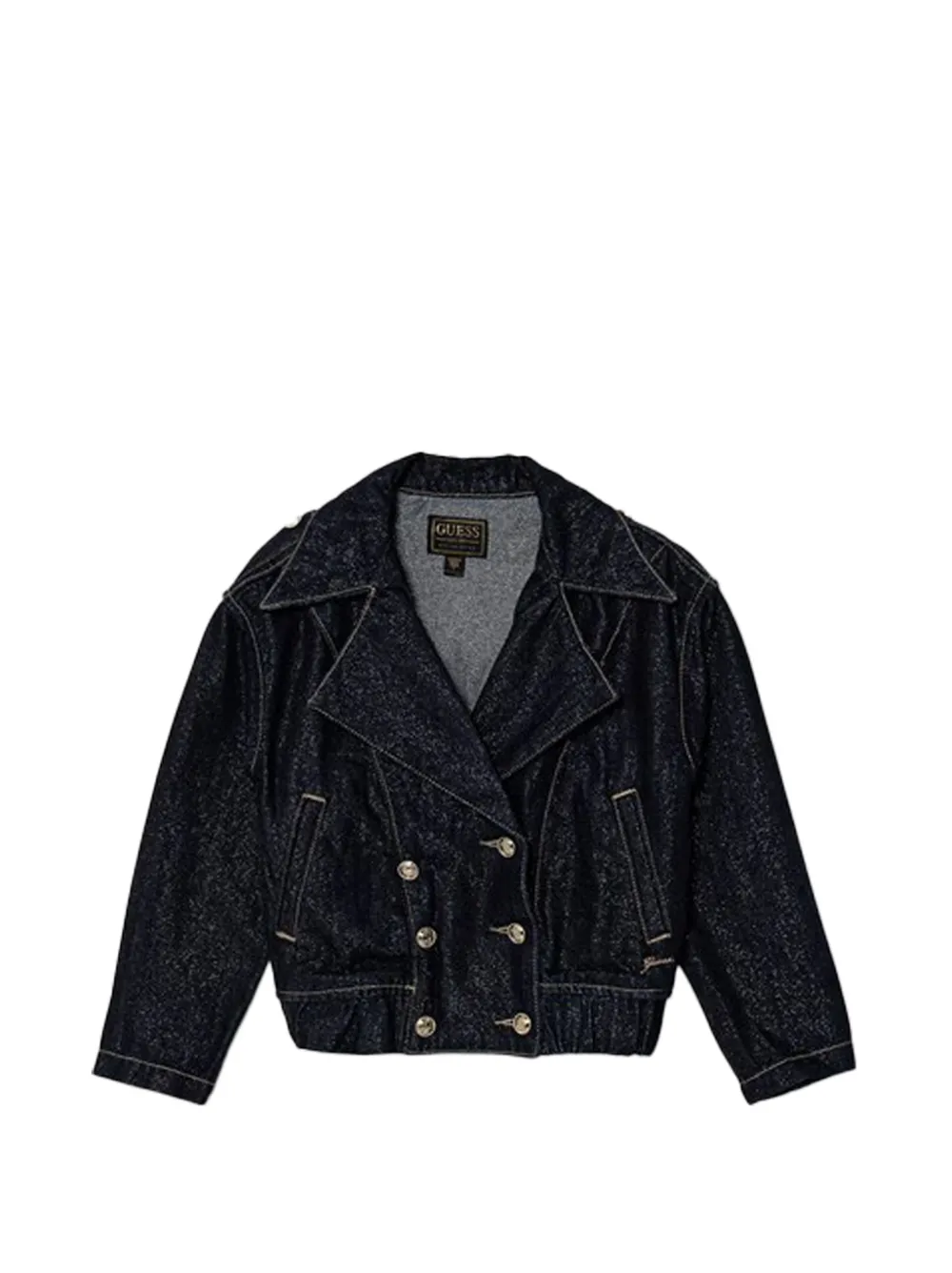 guess kids double-breasted cropped jacket - Blu