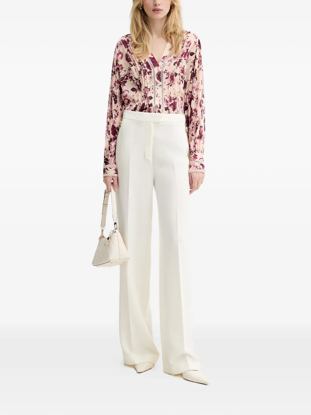 GUESS USA Shirt met bloemenkant Beige