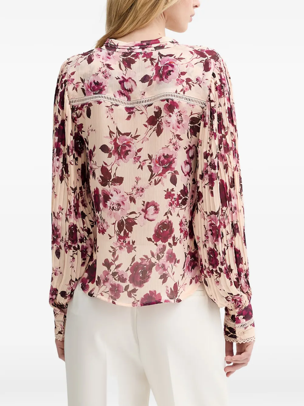GUESS USA Shirt met bloemenkant Beige