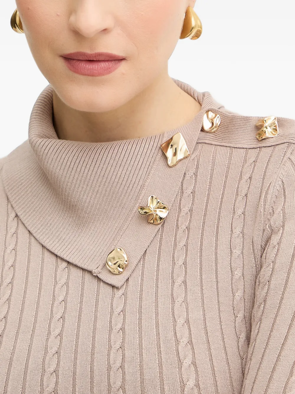 GUESS USA Kabelgebreide jurk Beige