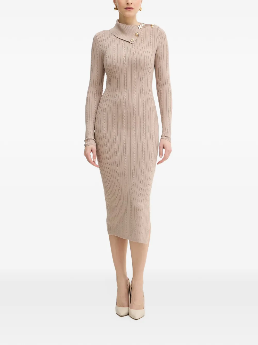 GUESS USA robe mi-longue en maille torsadée - Tons neutres