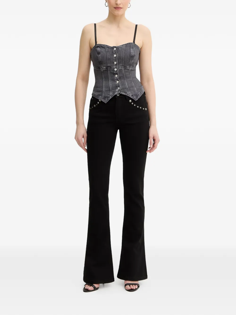 GUESS USA Denim top met knopen Grijs