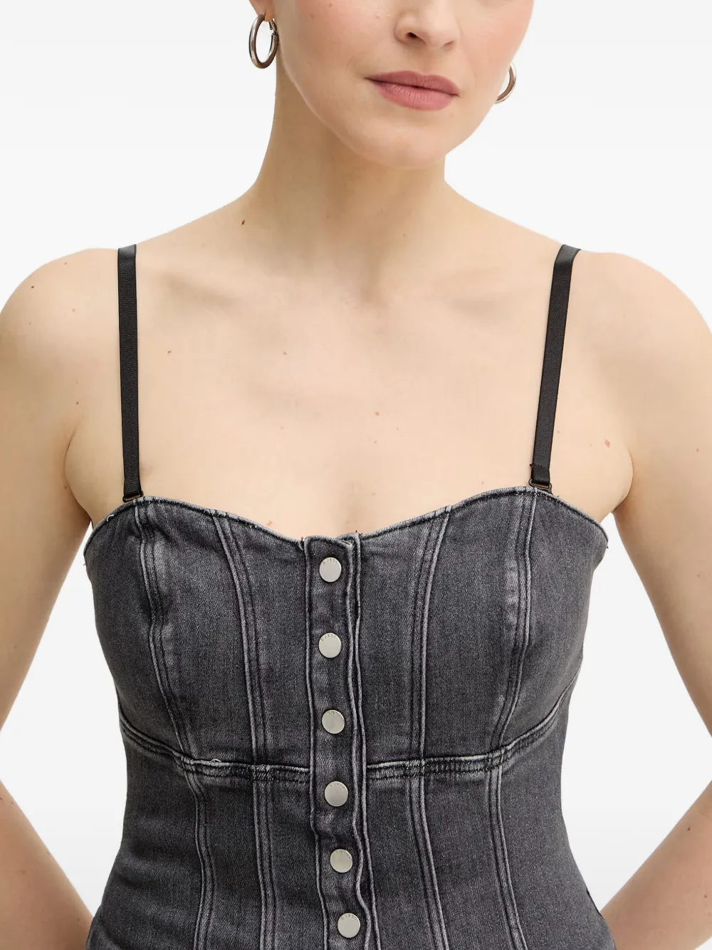 GUESS USA Denim top met knopen Grijs