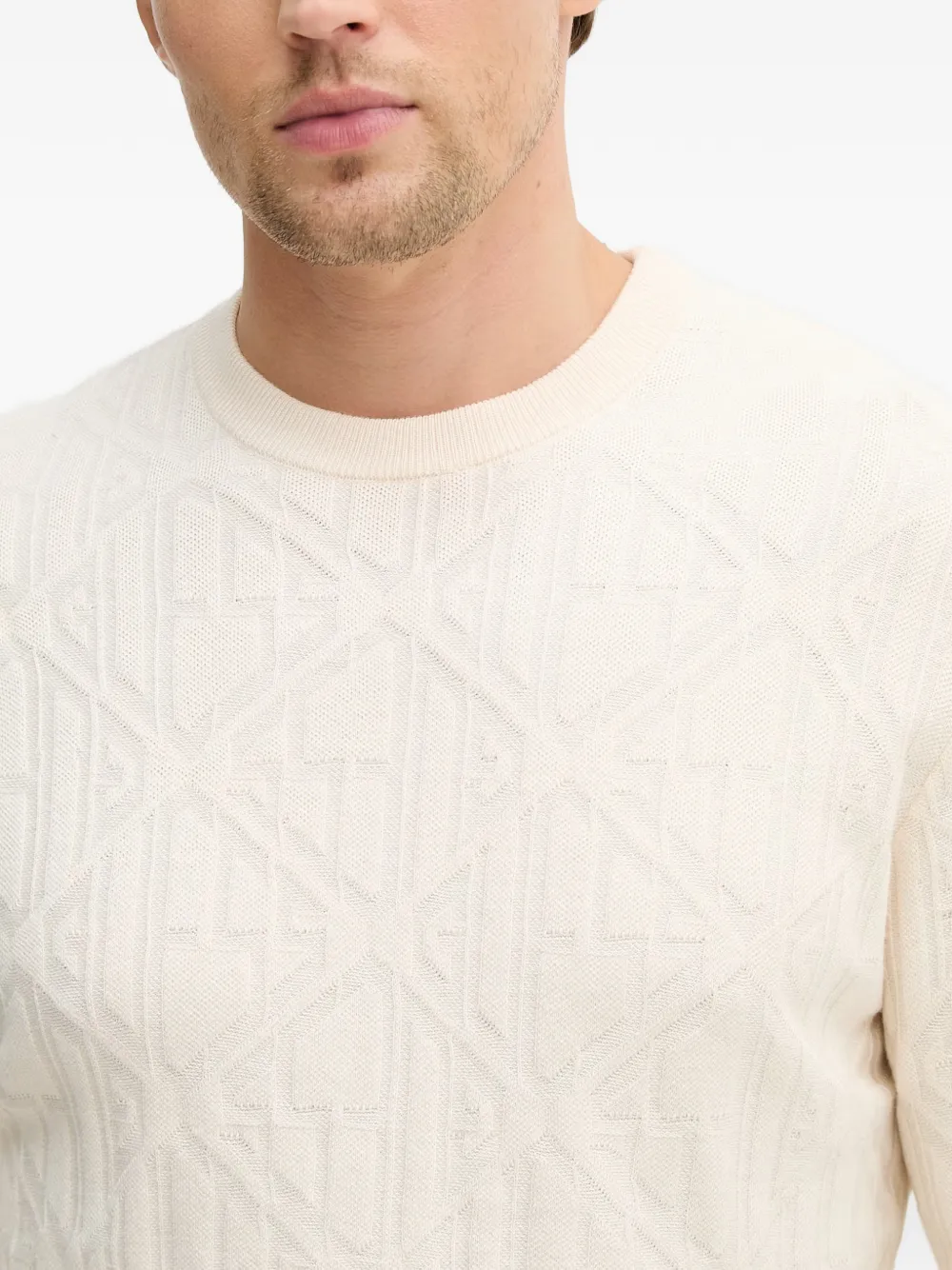 GUESS USA embossed logo sweater Beige