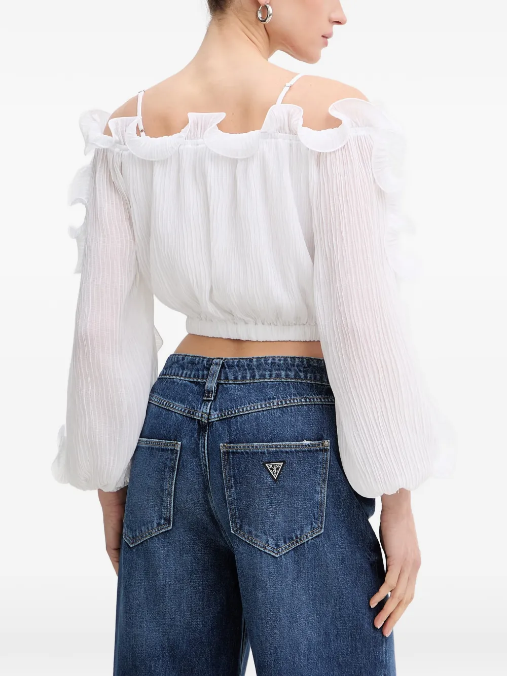 GUESS USA Top met ruches Wit