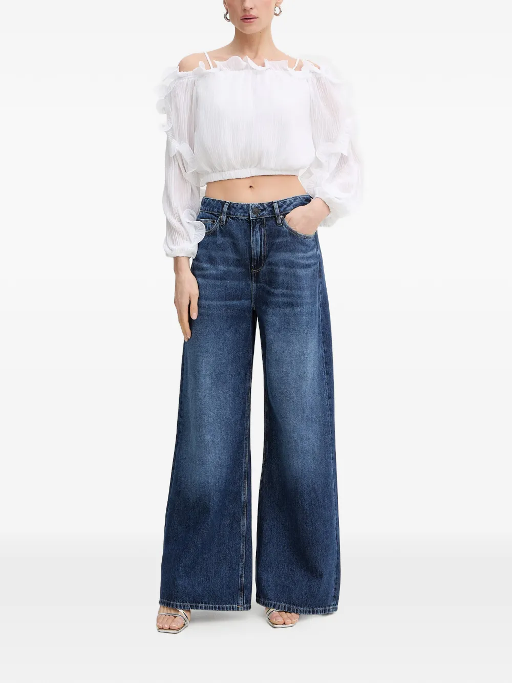 GUESS USA Top met ruches Wit
