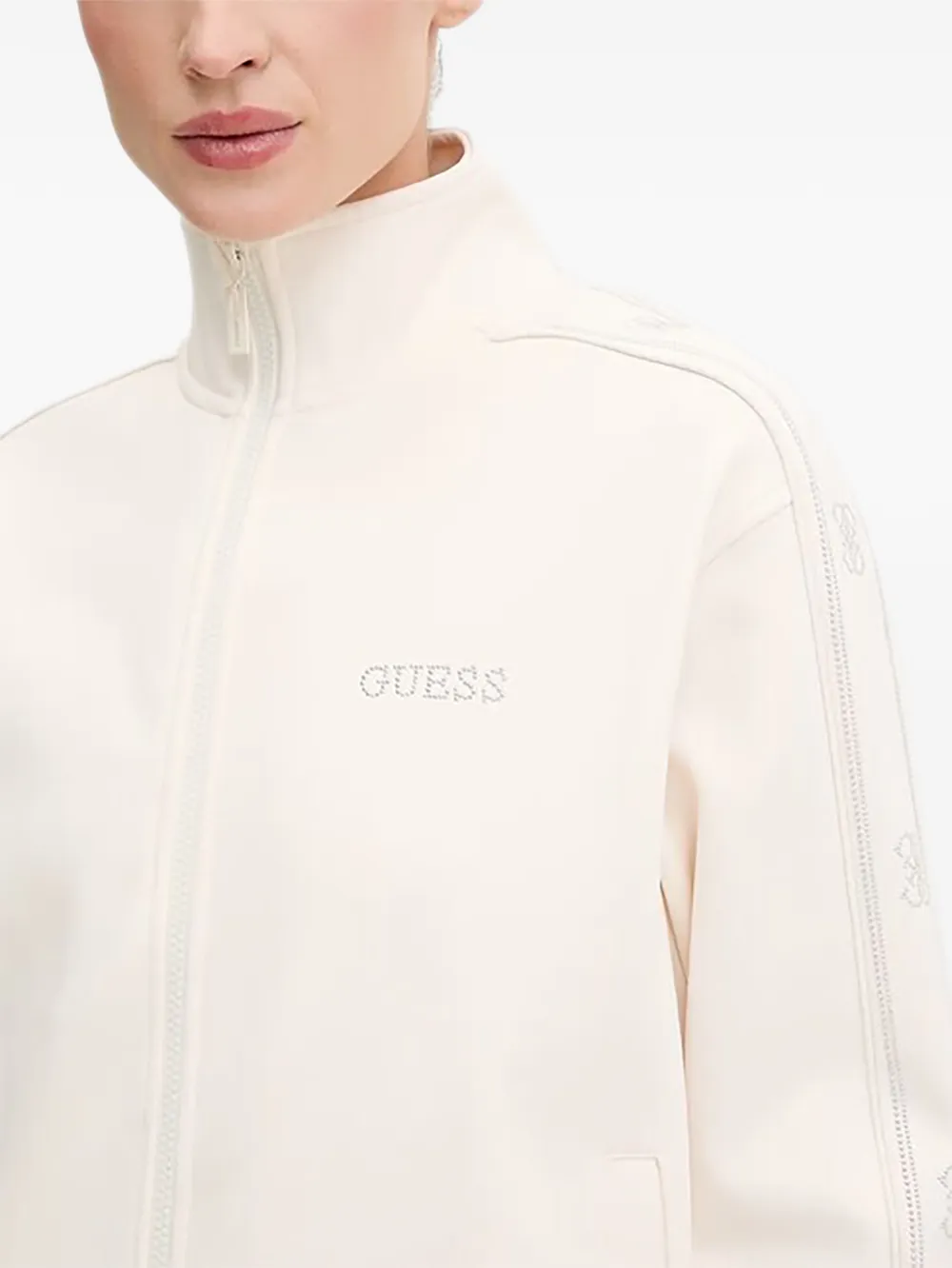 GUESS USA Octavia sweater met logo en rits Beige