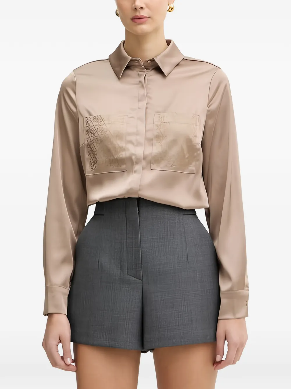 Guess Usa Pocket Shirt In Brown