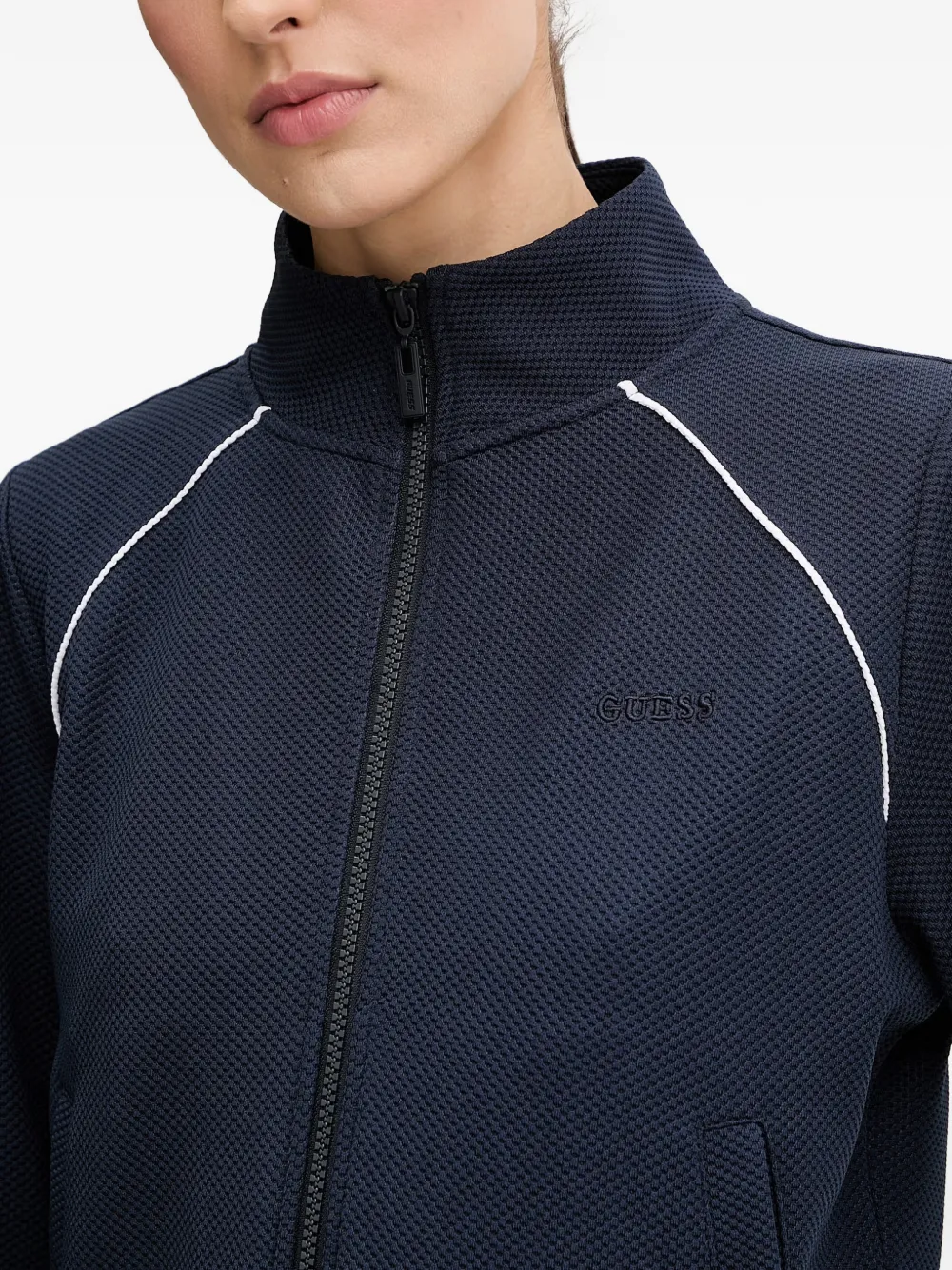 GUESS USA zip-up textured sweatshirt Blauw
