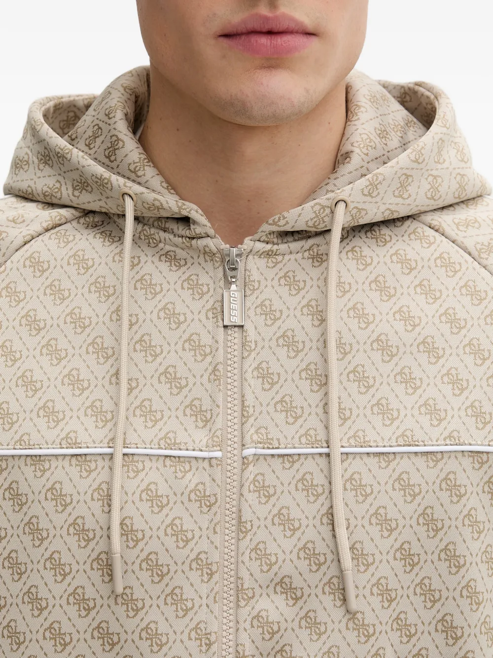 GUESS USA 4G hoodie met monogram-print en rits Beige