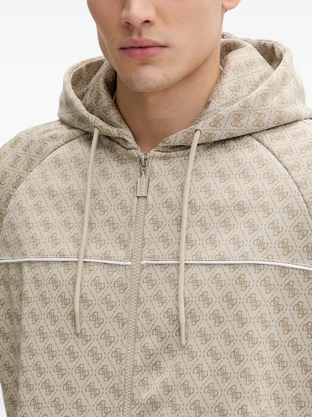 GUESS USA 4G hoodie met monogram-print en rits Beige