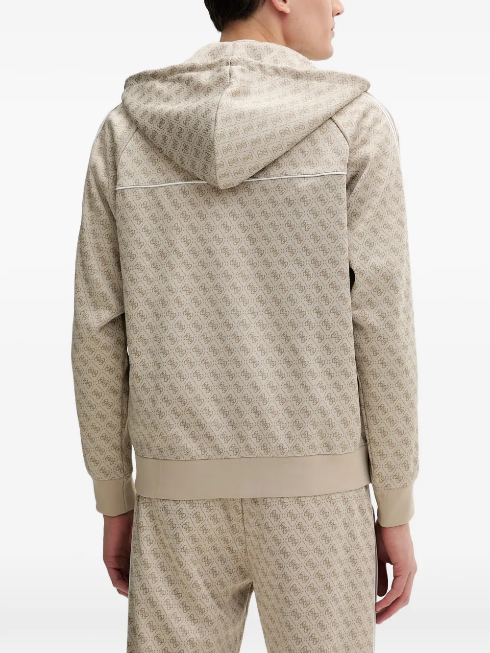 GUESS USA 4G hoodie met monogram-print en rits Beige