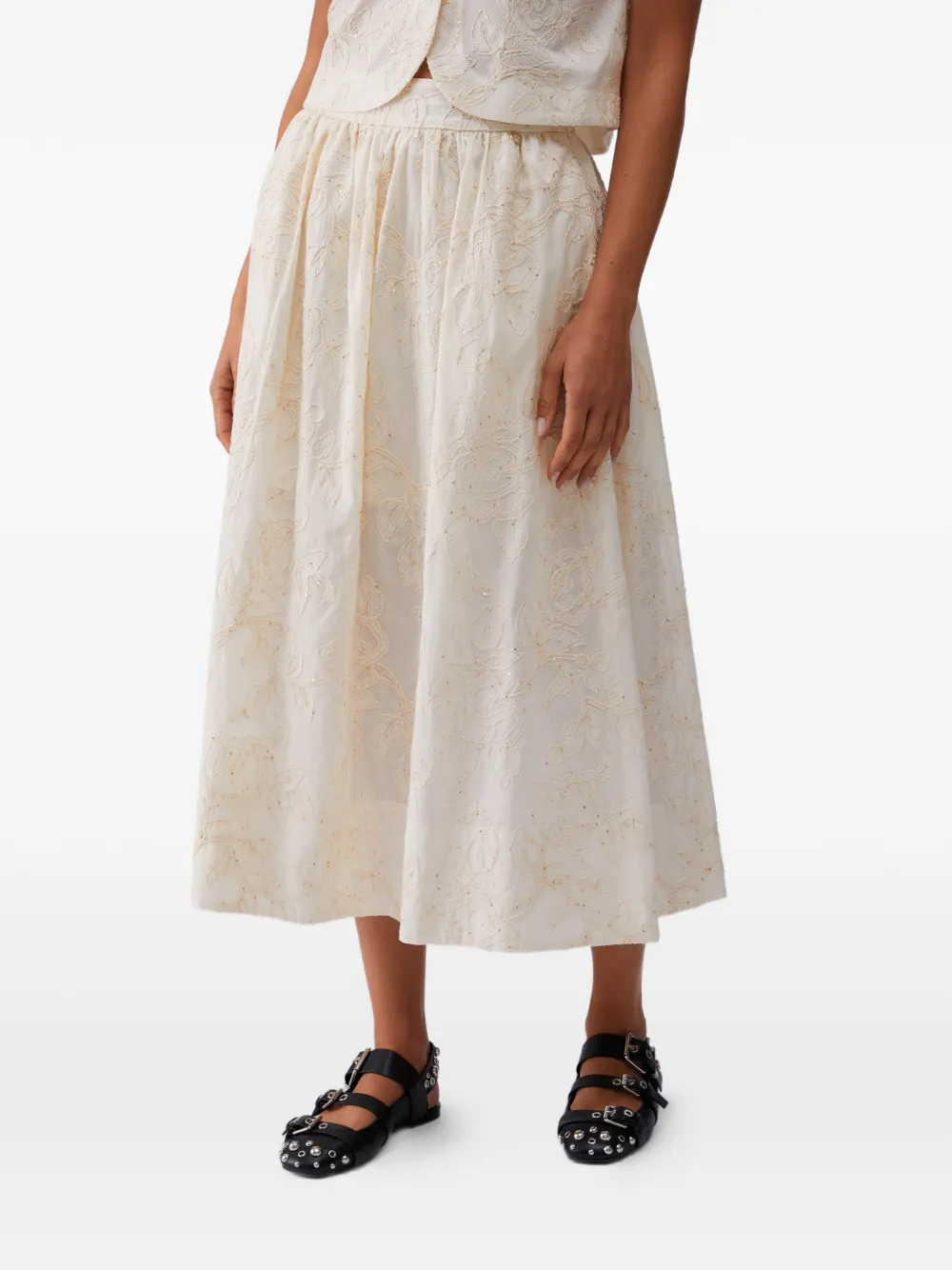  Liu Jo Floral Embroidered Skirt - Neutrals 