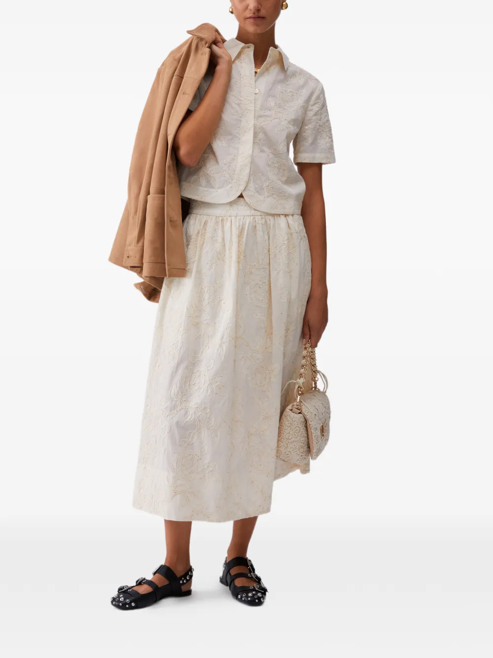  Liu Jo Floral Embroidered Skirt - Neutrals 