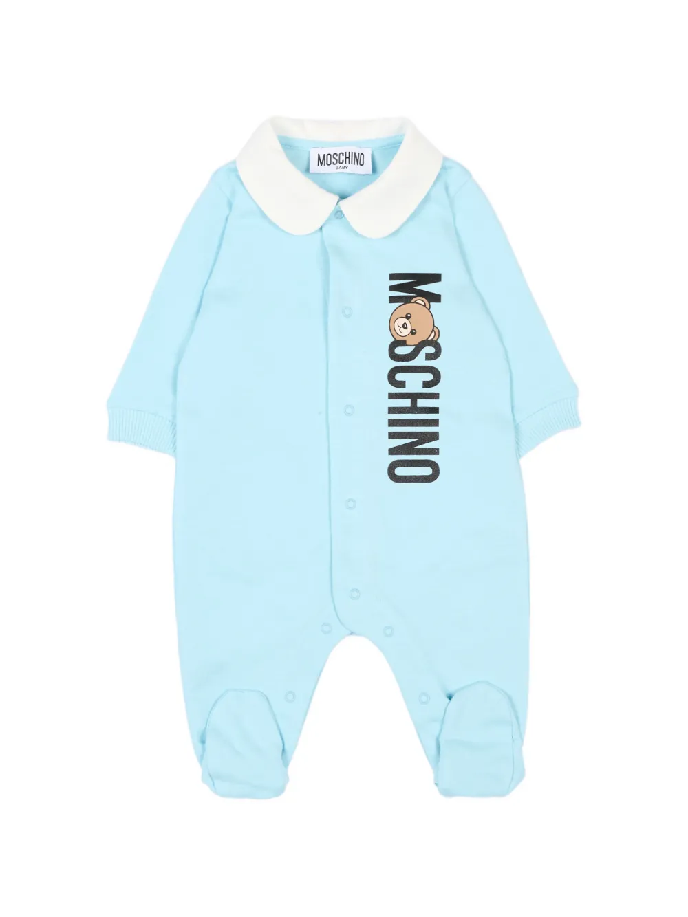 Moschino Kids teddy logo babygrow - Blau