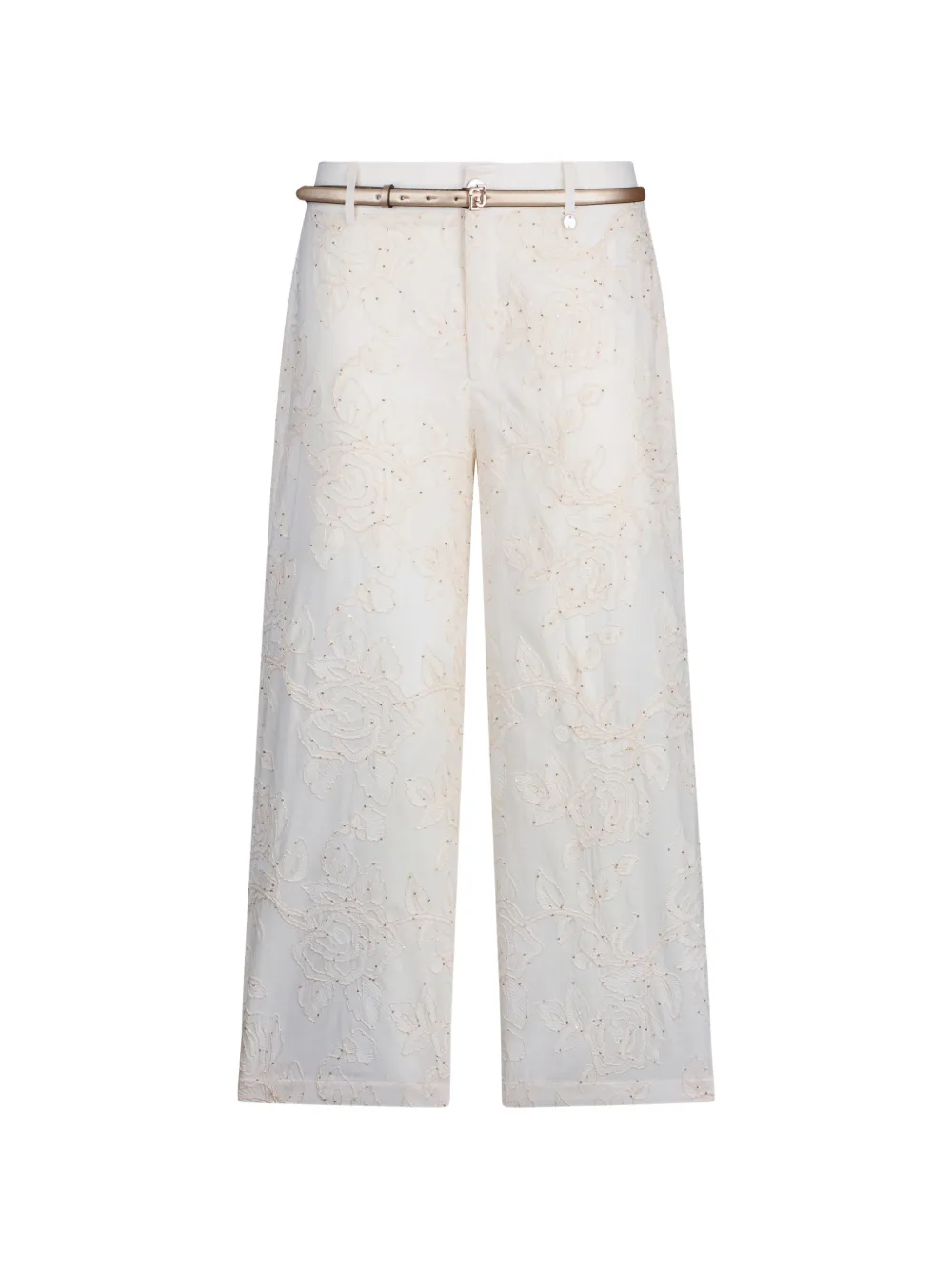 LIU JO sequin-embroidered muslin trousers - Toni neutri