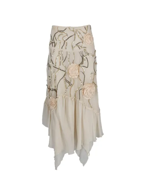 Ungaro flower-embellished midi skirt
