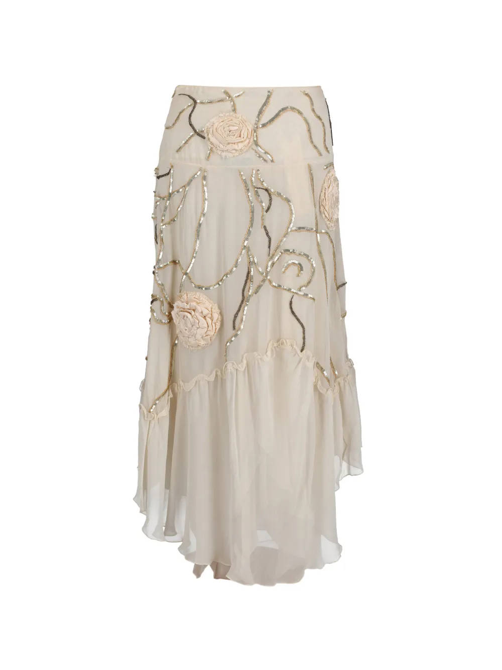  Ungaro Flower-embellished Midi Skirt - White 