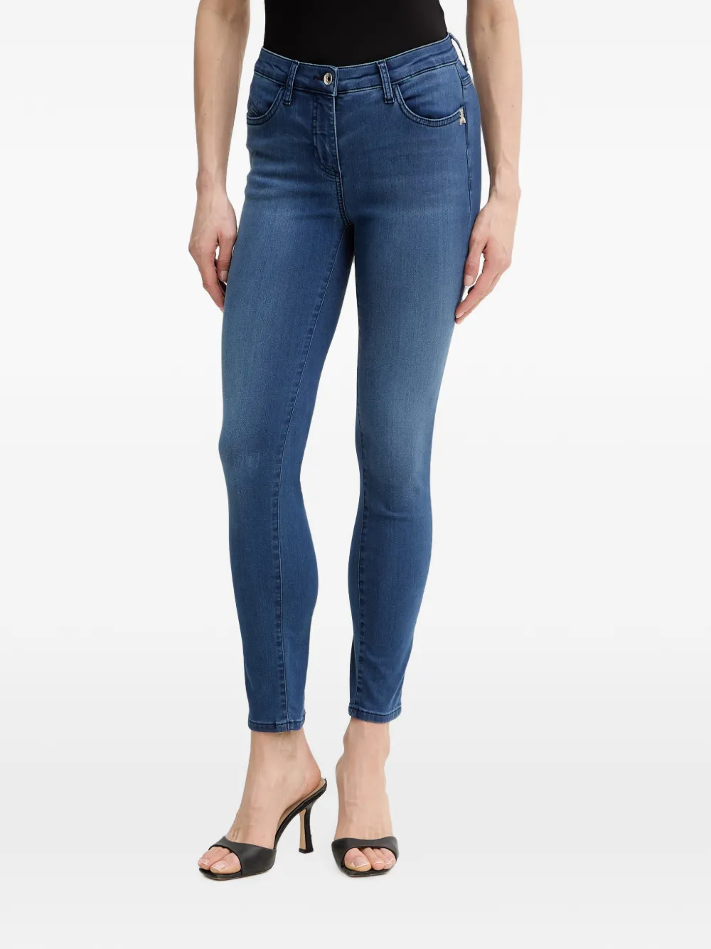 Patrizia Pepe logo-plaque skinny-cut jeans - Blau