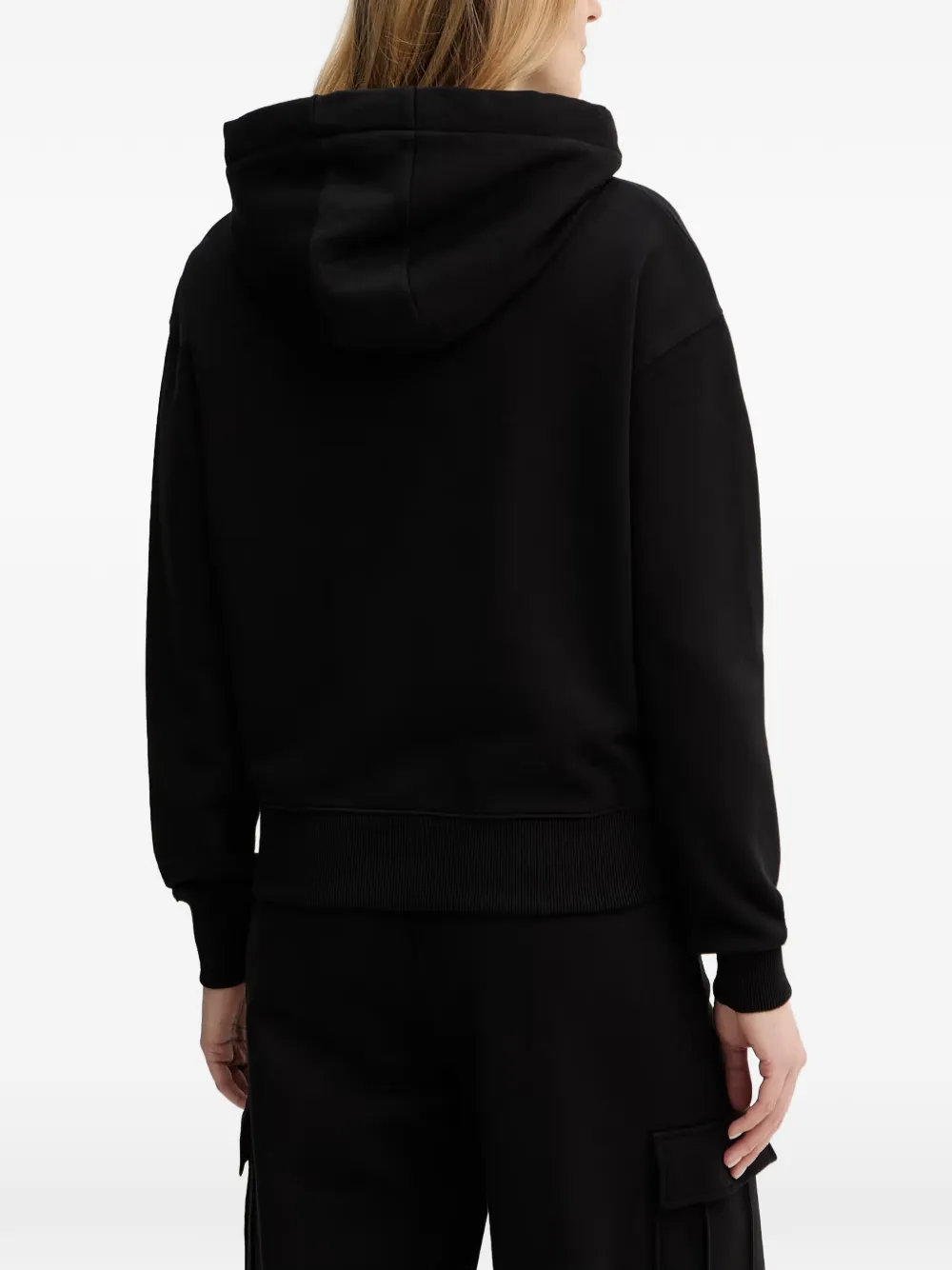 Patrizia Pepe Sweater met capuchon en grafische print Zwart