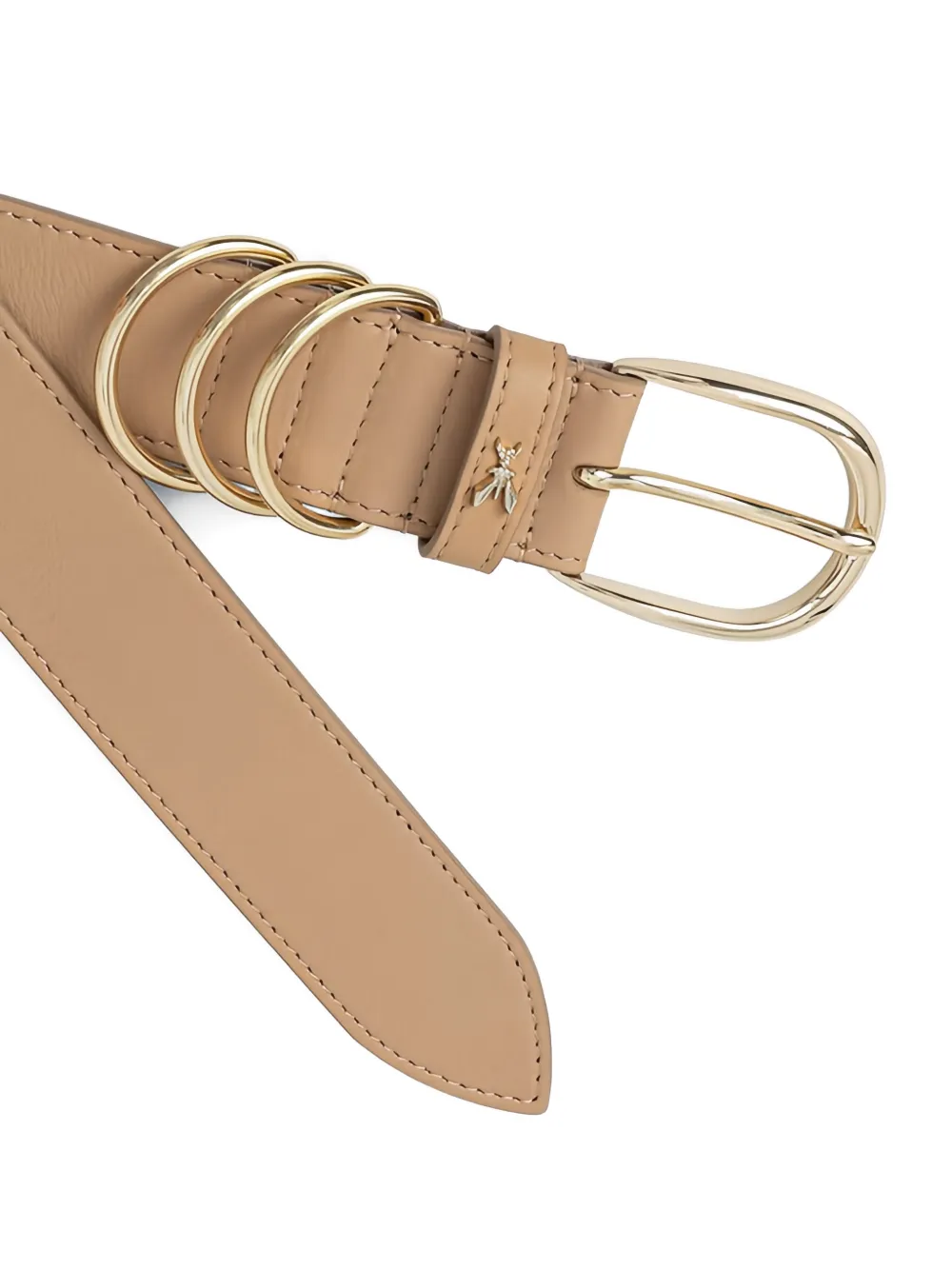 Patrizia Pepe Leren riem met drievoudige ring Beige