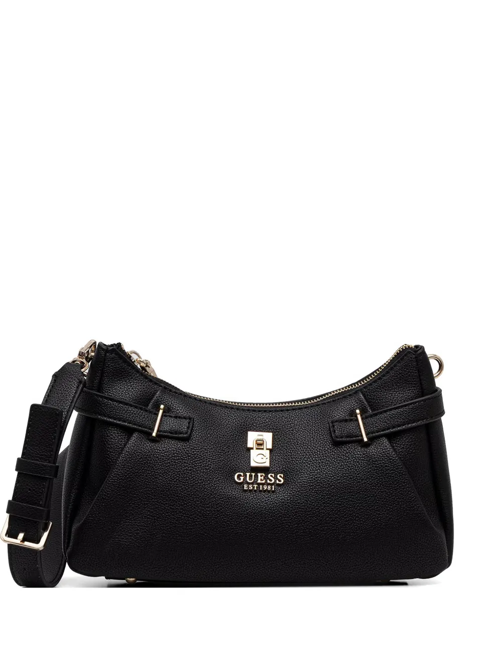 GUESS USA Yesba pebbled-effect padlock shoulder bag - Nero