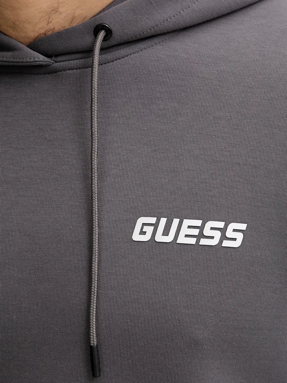GUESS USA Hoodie met logoprint en trekkoord Grijs