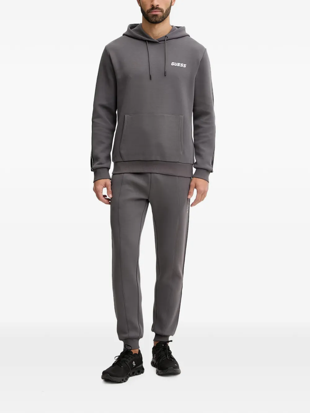 GUESS USA Hoodie met logoprint en trekkoord Grijs