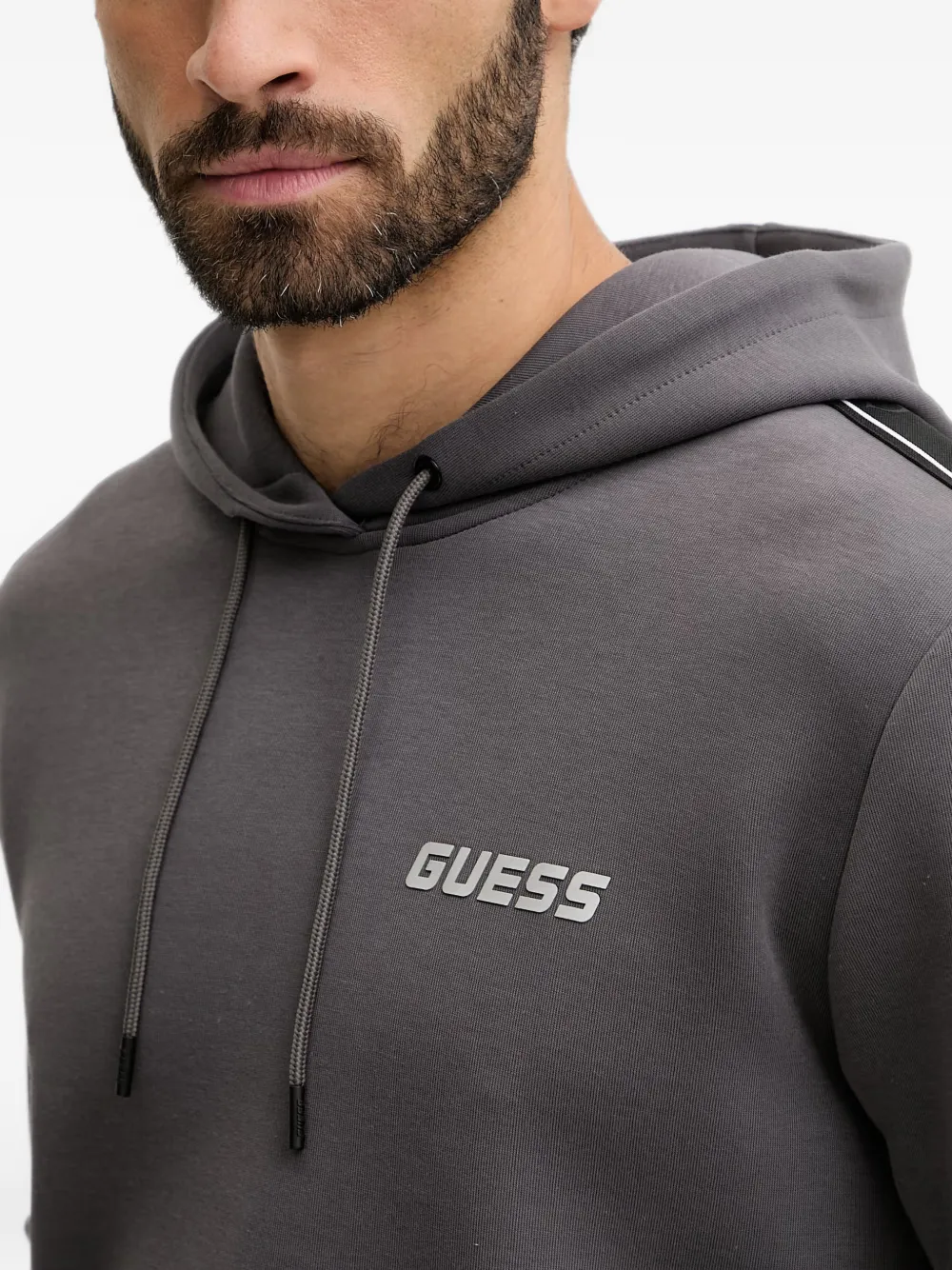 GUESS USA Hoodie met logoprint en trekkoord Grijs