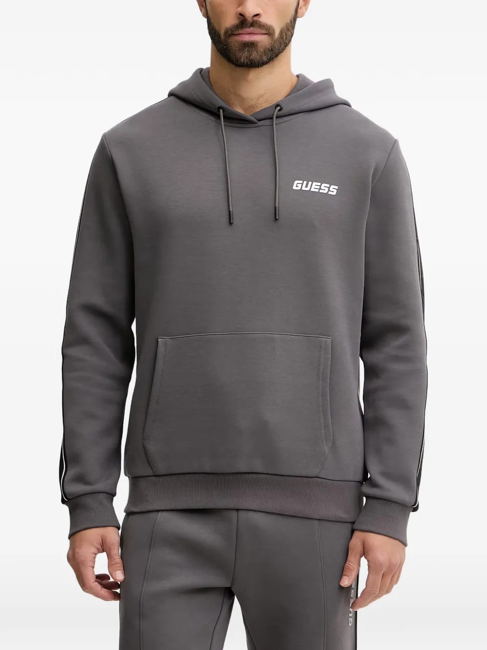 GUESS USA logo-print drawstring hoodie - Grigio