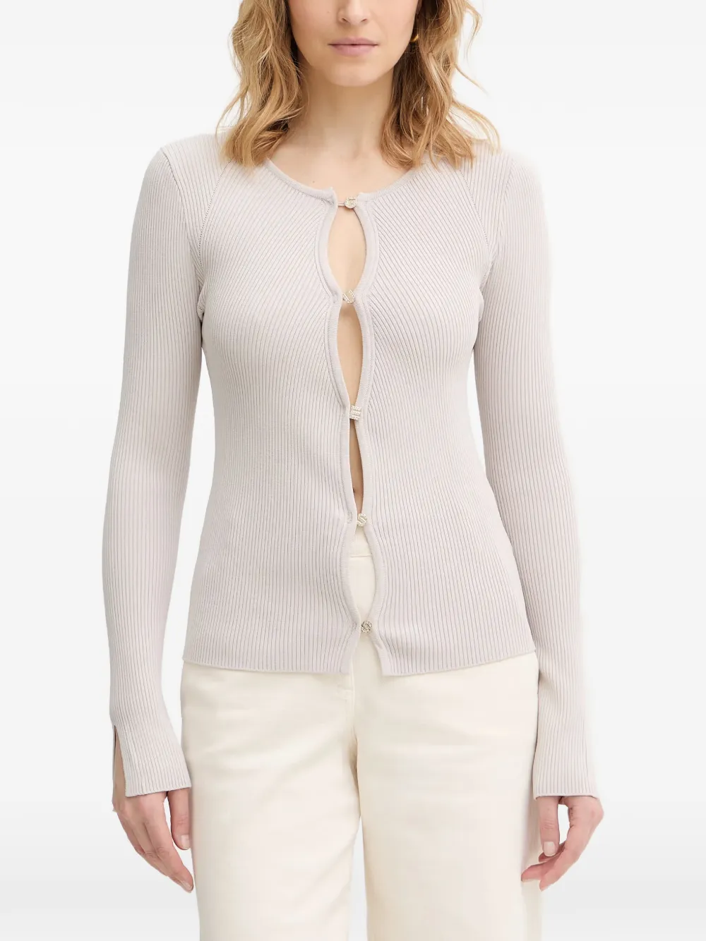 GUESS USA embellished-buttons ribbed cardigan - Toni neutri