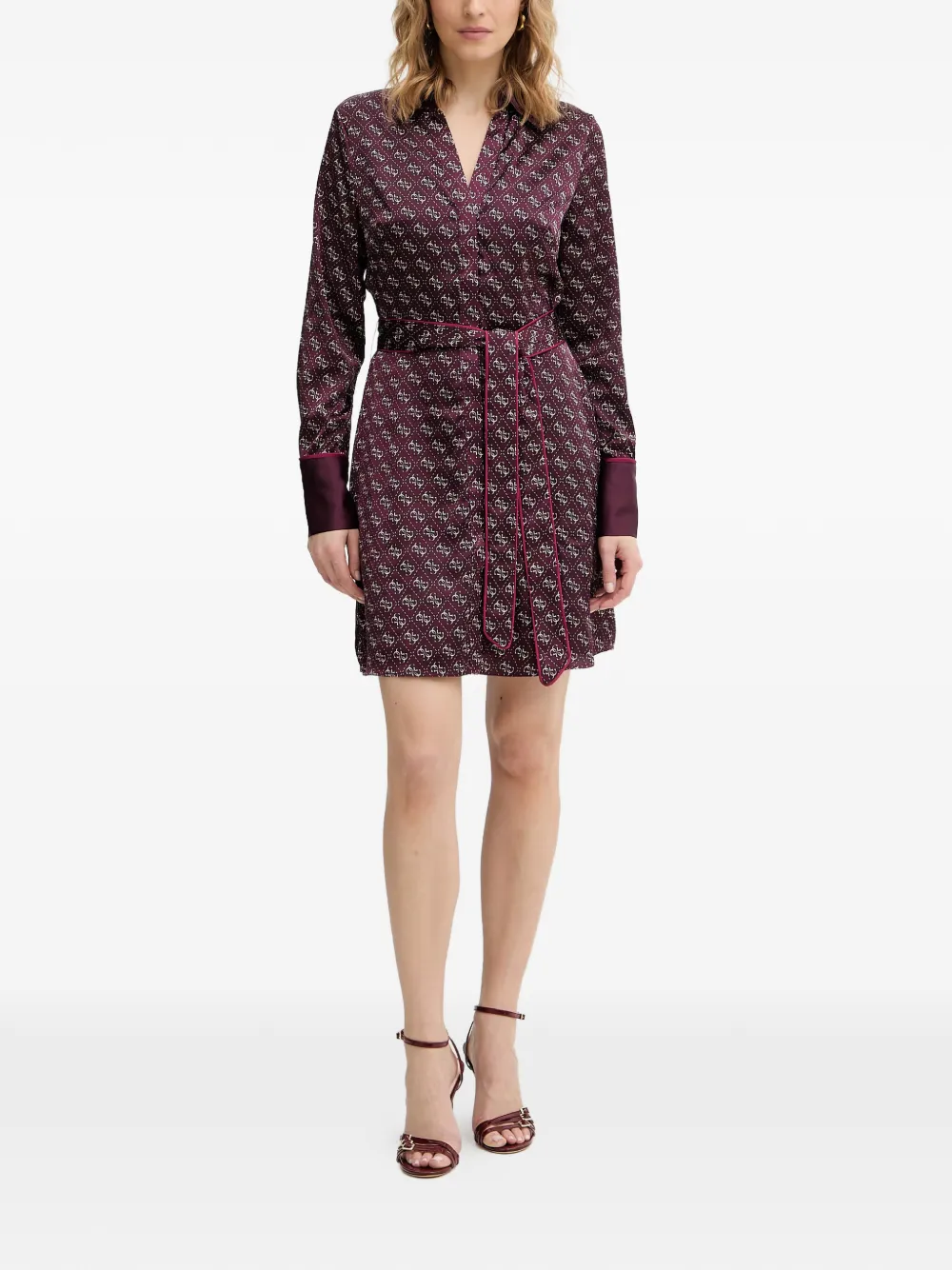 GUESS USA Blerta mini-jurk met 4G-print en ceintuur Paars