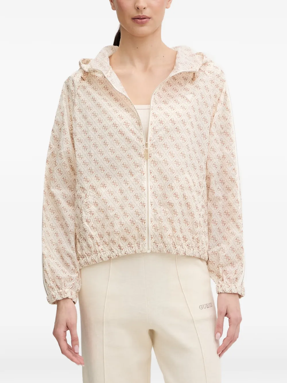 GUESS USA Nikla hooded patterned jacket - Neutrals