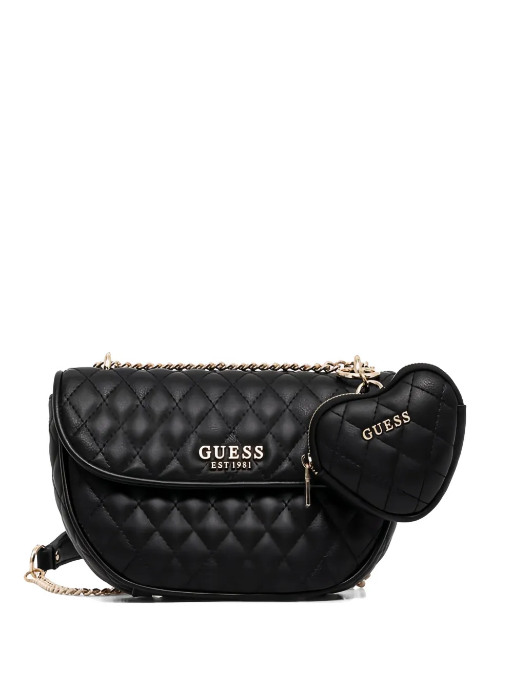 GUESS USA quilted-design heart-charm cross-body bag - Nero