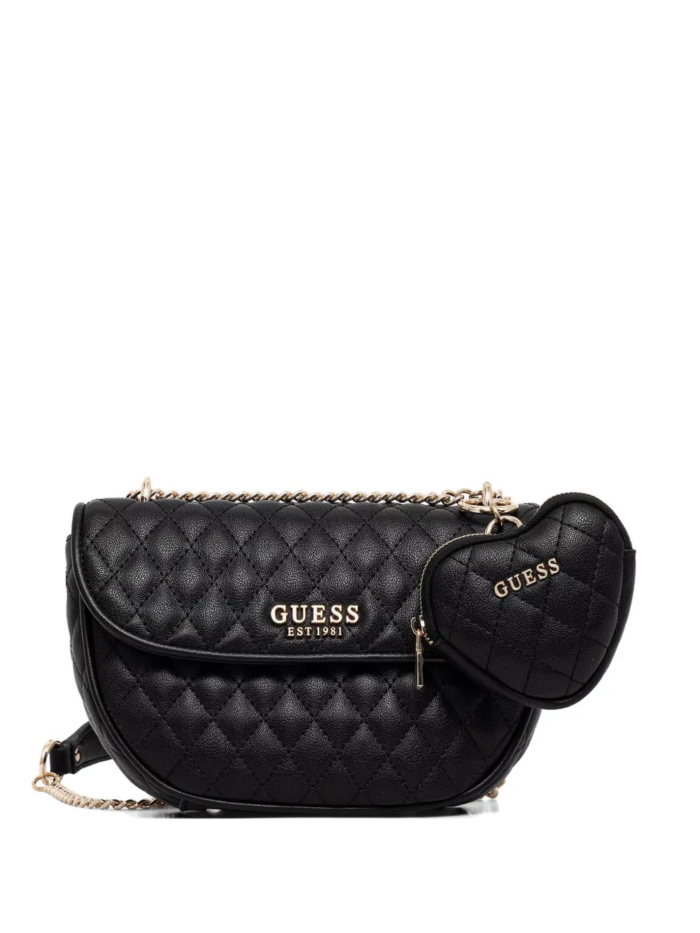 GUESS USA quilted-design heart-charm cross-body bag - Nero