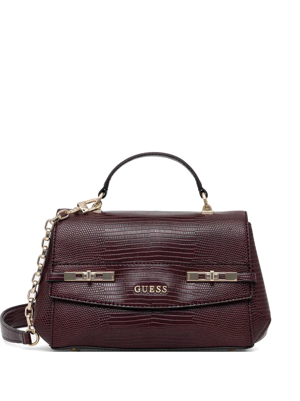 GUESS USA lizard-effect chain satchel - Rosso