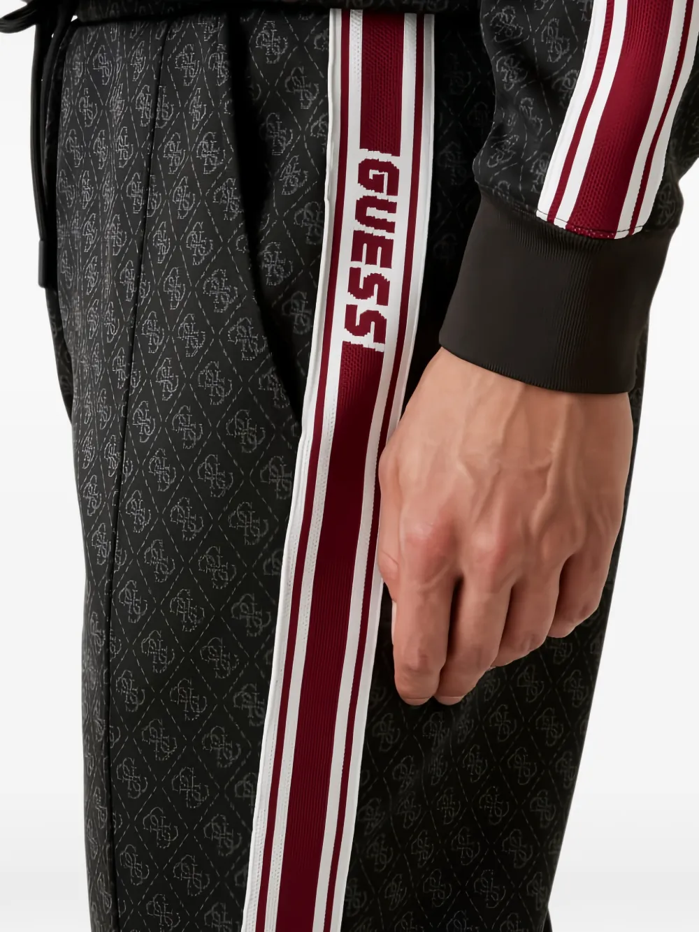 GUESS USA Gestreepte broek met patroon Zwart