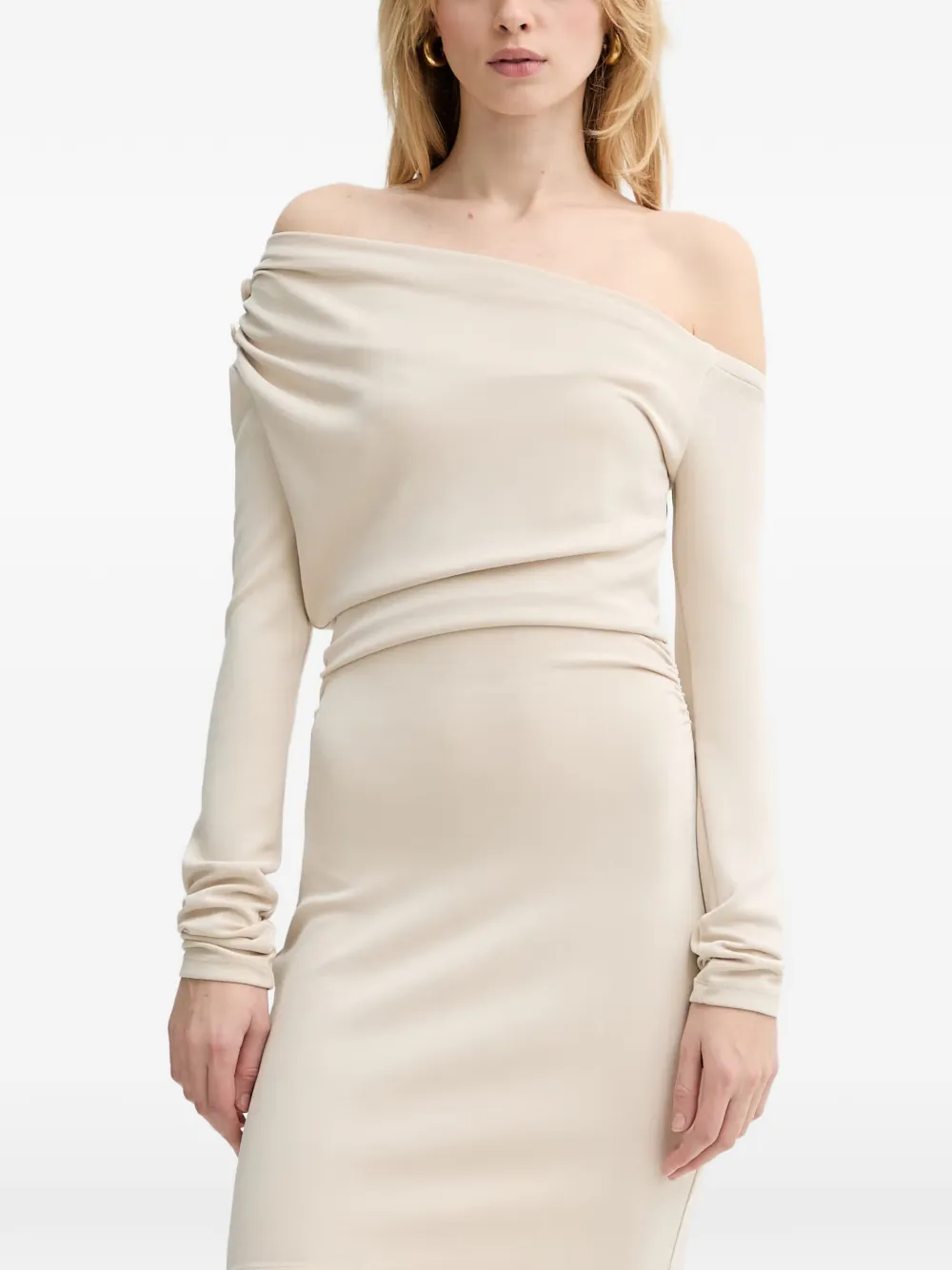 GUESS USA robe courte drapée Wendell à épaules dénudées - Tons neutres GUESS USA robe courte drapée Wendell à épaules dénudées - Tons neutres