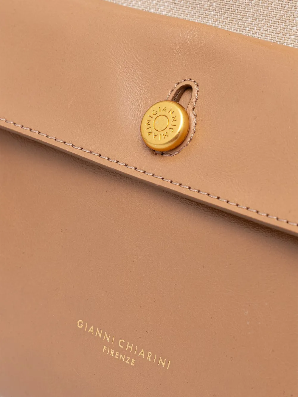 GIANNI CHIARINI Cher canvas shopper met leren afwerking Beige
