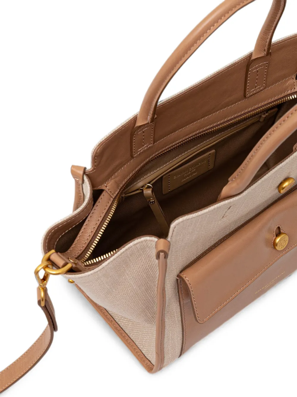 GIANNI CHIARINI Cher canvas shopper met leren afwerking Beige