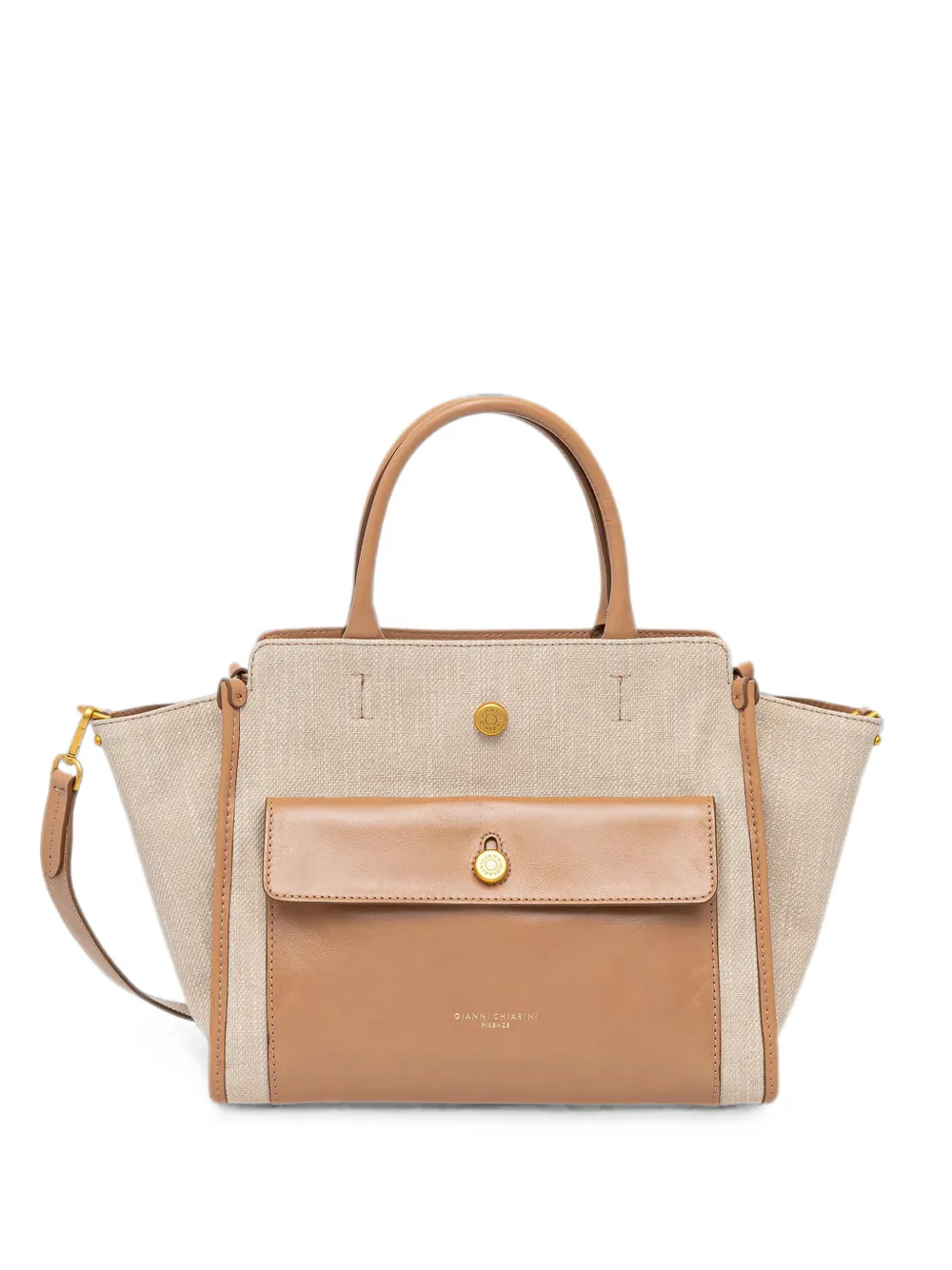 GIANNI CHIARINI Cher leather-trim canvas tote bag - Toni neutri
