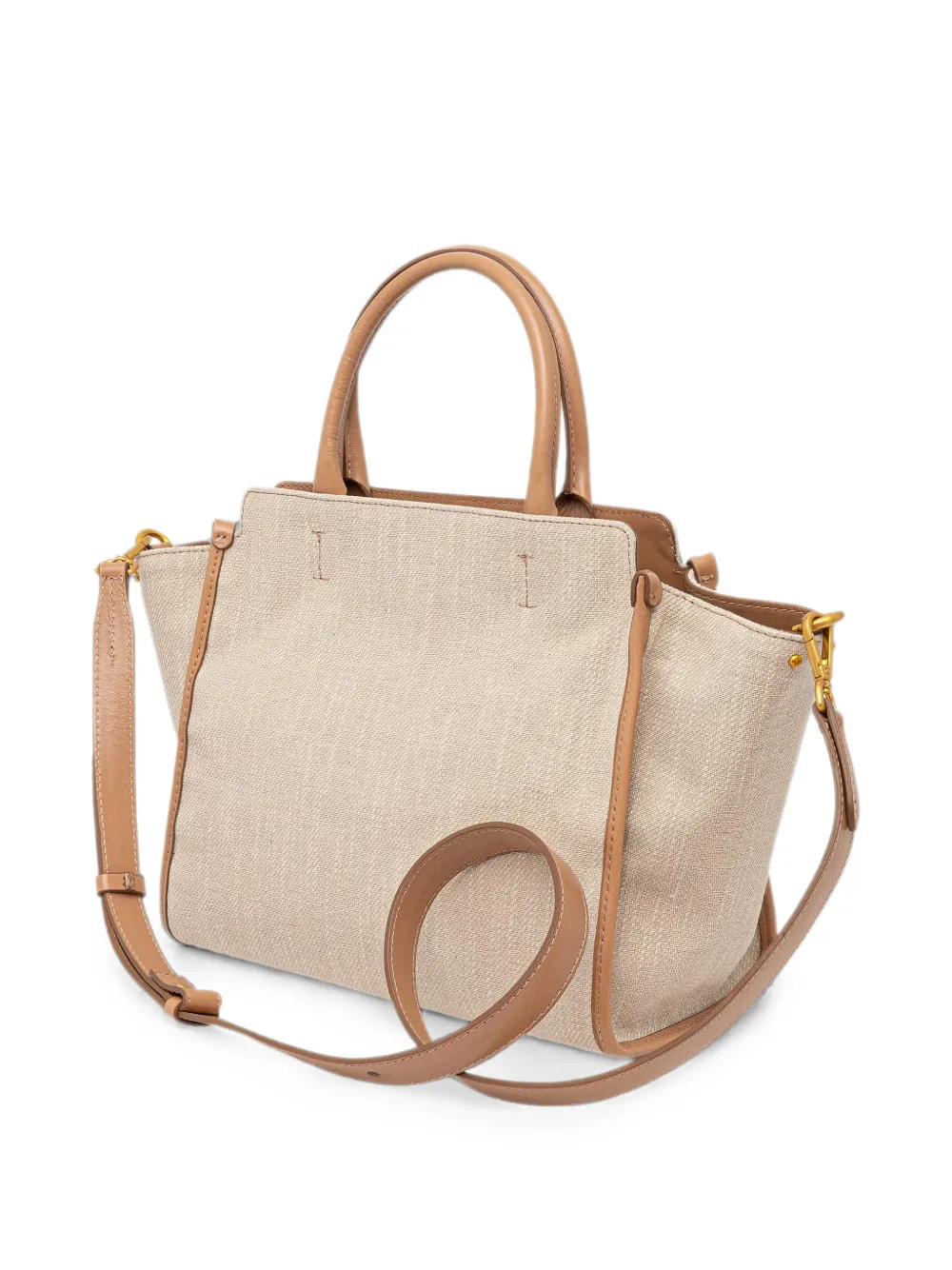 GIANNI CHIARINI Cher canvas shopper met leren afwerking Beige