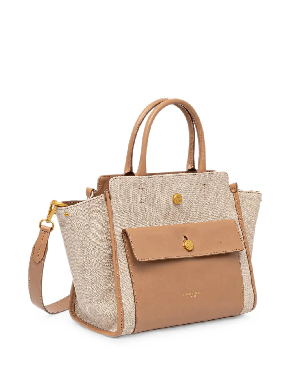 GIANNI CHIARINI Cher canvas shopper met leren afwerking Beige