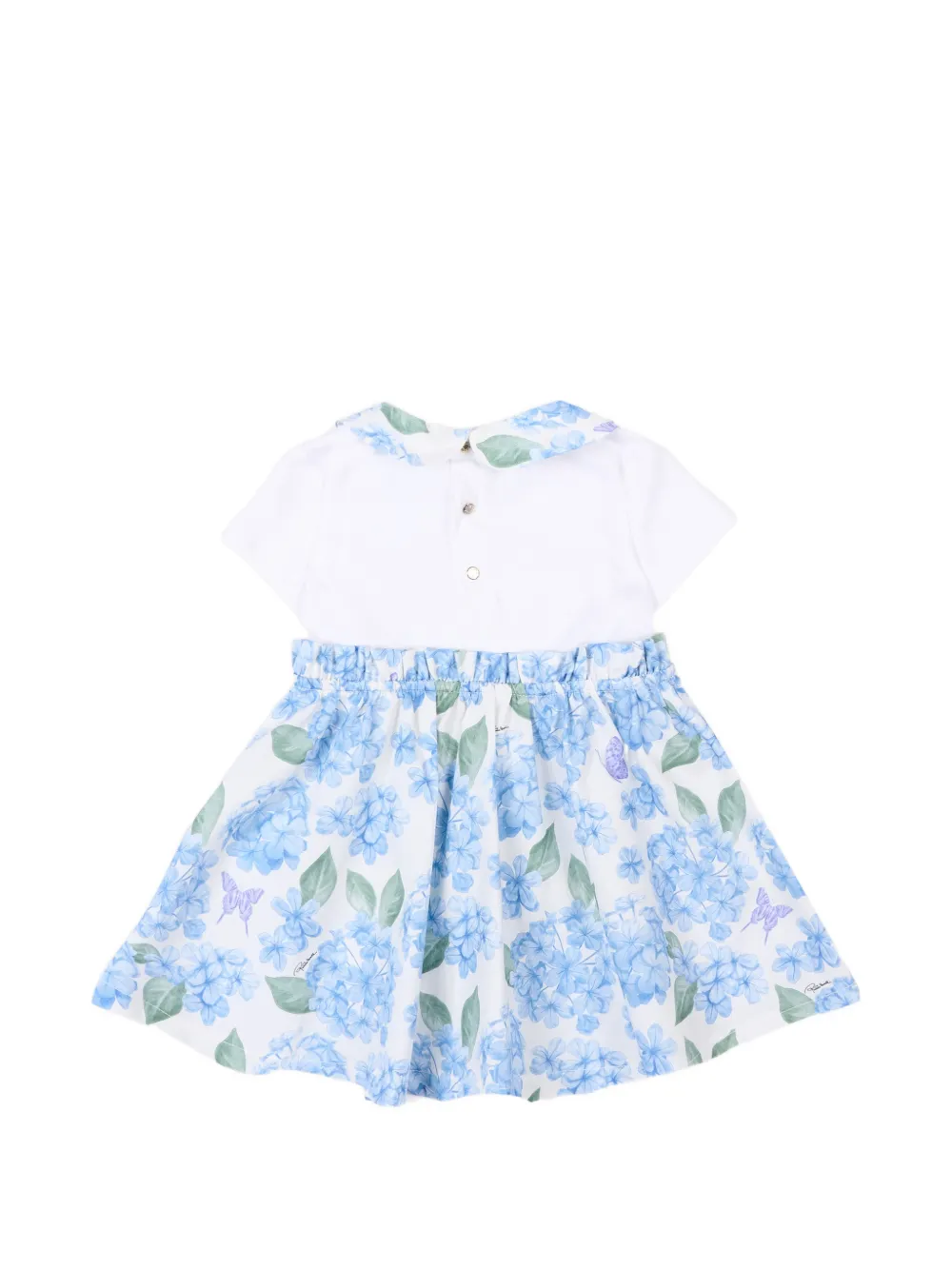Roberto Cavalli Junior Jurk met Peter Pan-kraag en bloemen Wit