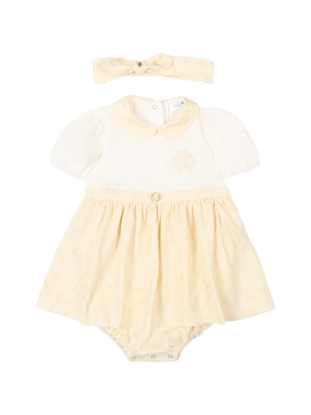 Roberto Cavalli Junior embroidered collared dress (set of two) - Giallo