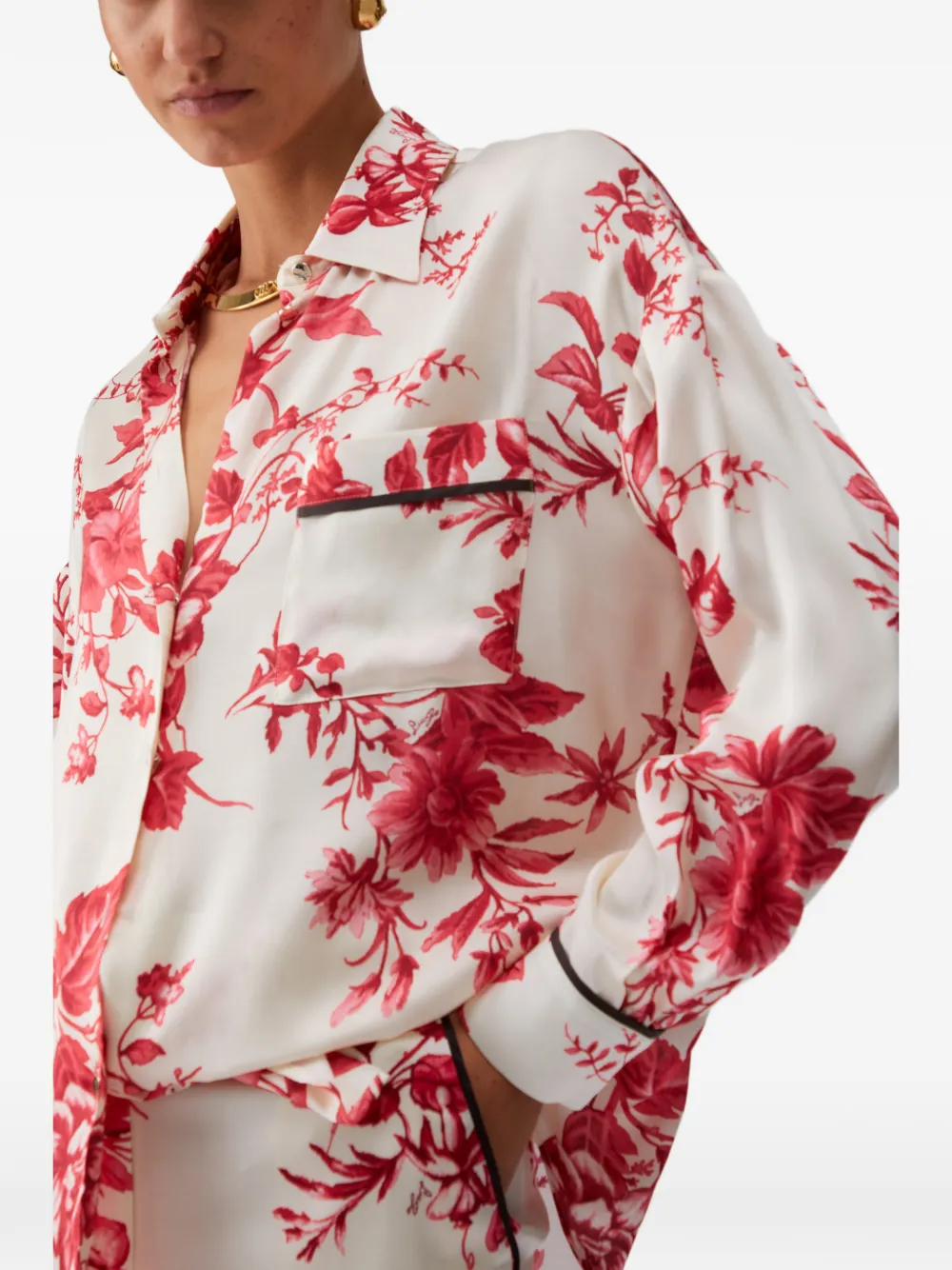 LIU JO Blouse met bloemenprint en afwerking Beige
