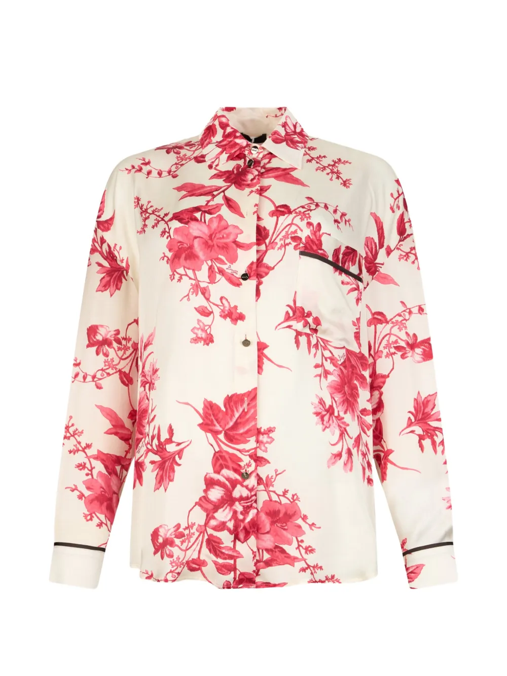 LIU JO floral piped-hem shirt - Toni neutri