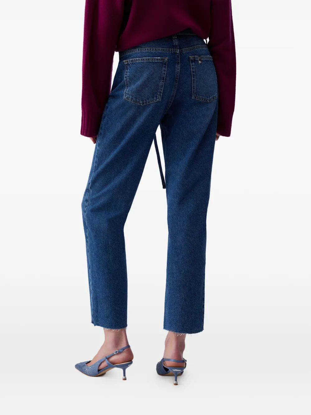 LIU JO Gerafelde straight jeans met ceintuur Blauw